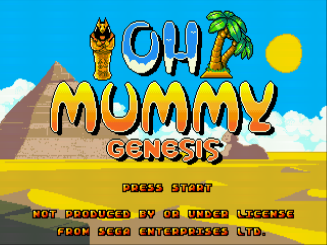 Oh Mummy Genesis Title Screen